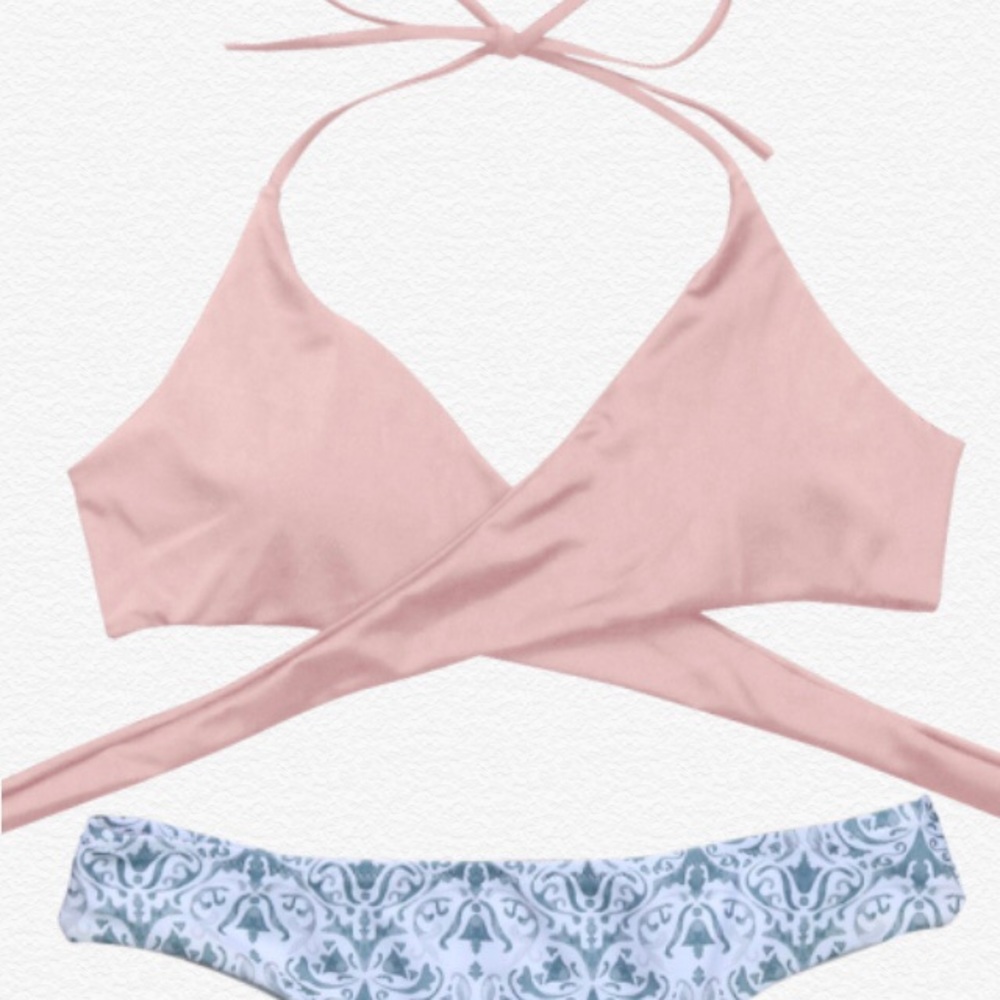 Zaful Pink Wrap Bikini Top